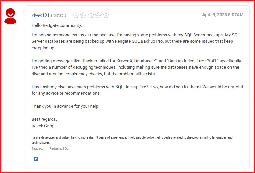 SQL error 3041
