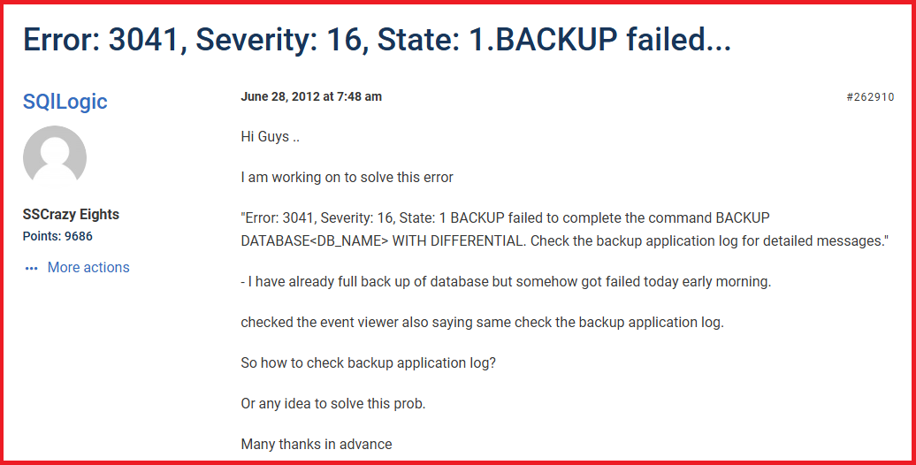 backup failed error