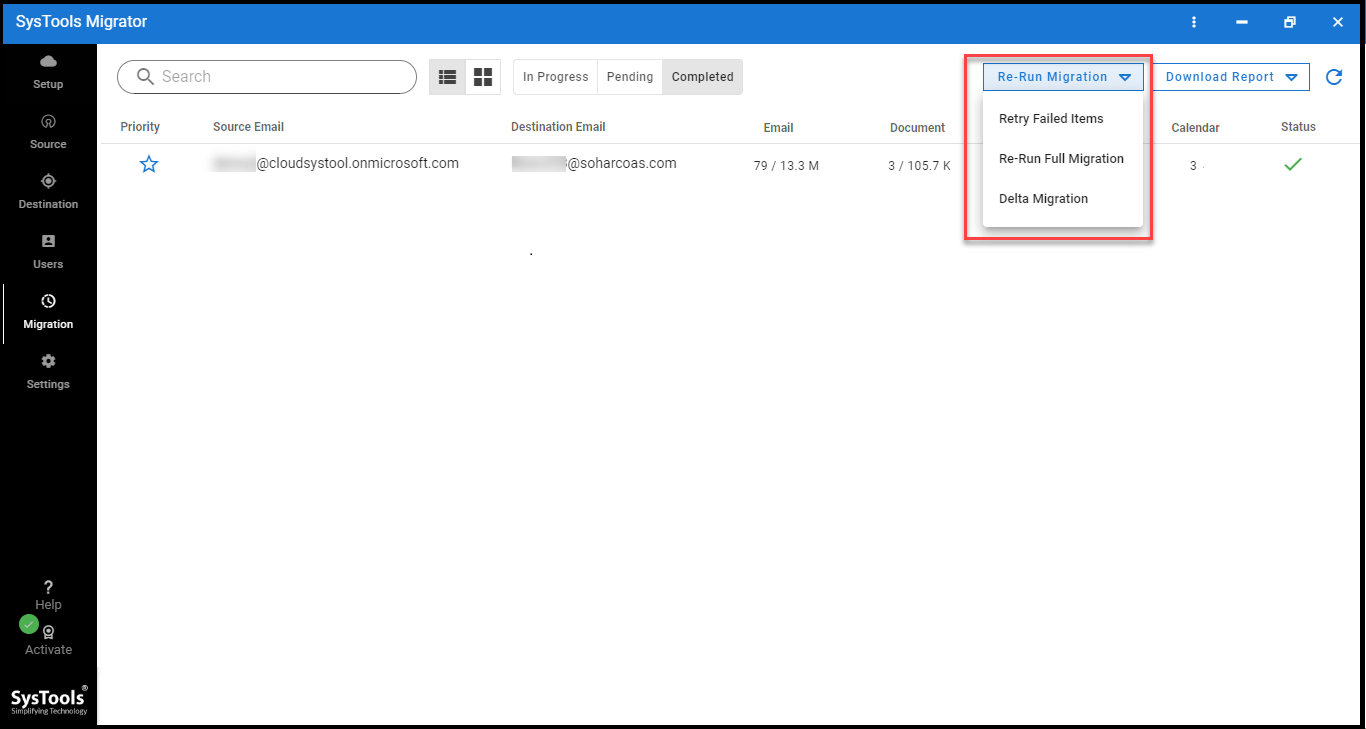 re-run migration options