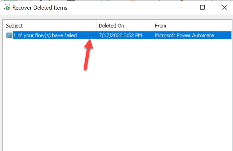 restore the deleted email in outlook