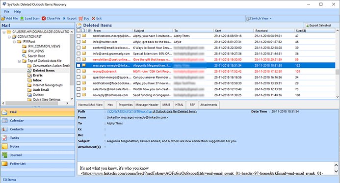 Outlook Deleted Items Recovery utility steps