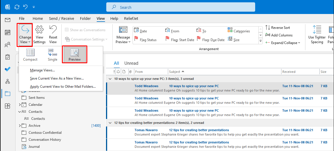 duplicate email remover outlook preview mode