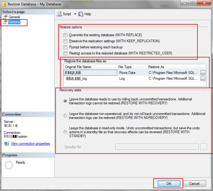 Restore Database SQL server