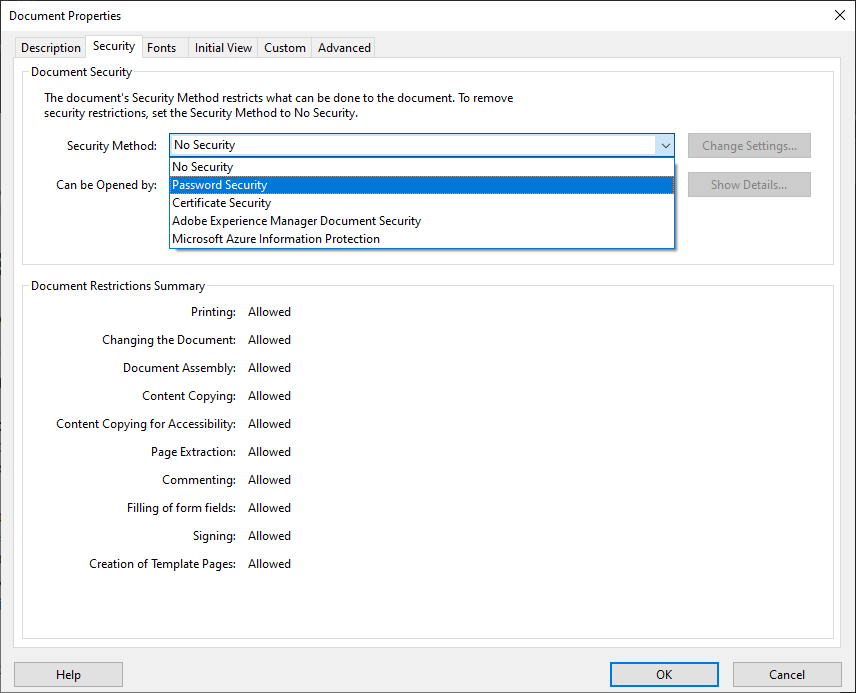 under remove security, choose password security
