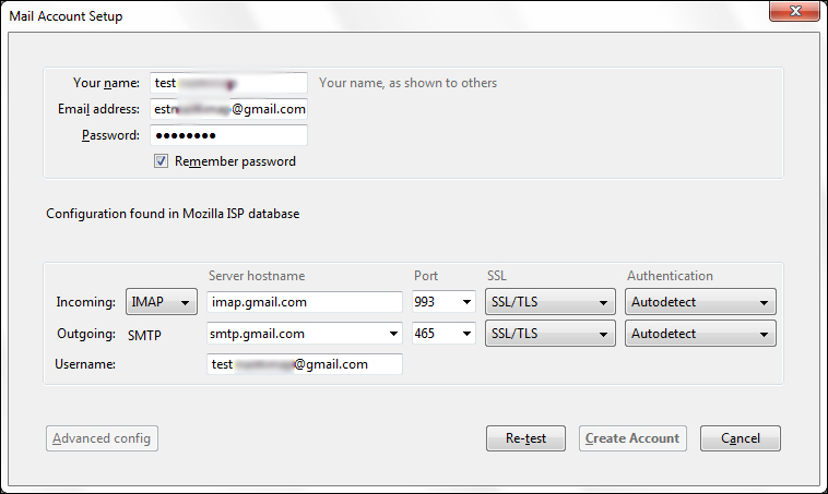 Add Gmail to Thunderbird Account
