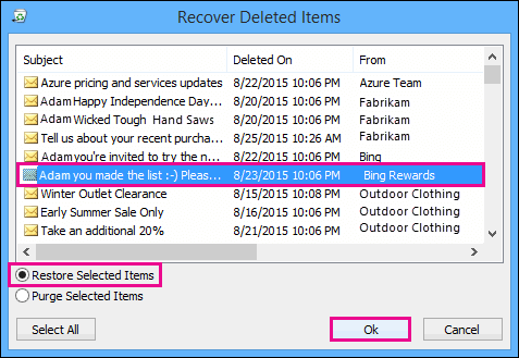 retrieve Deleted Calendar Items in Outlook