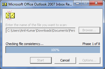 launch scanpst after downloading