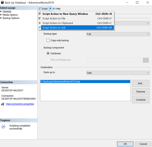 schedule SQL Server backup and restore