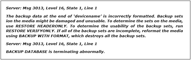 Restore Database is Terminating Abnormally