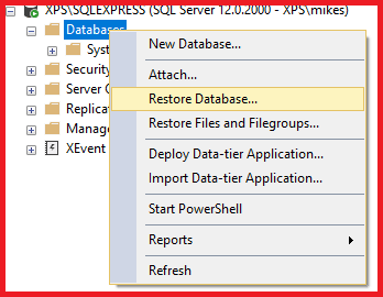 restore database