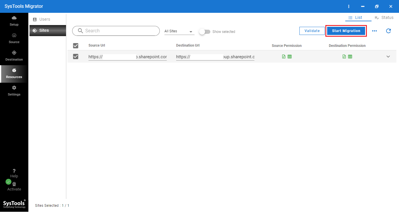 Start SharePoint Migration