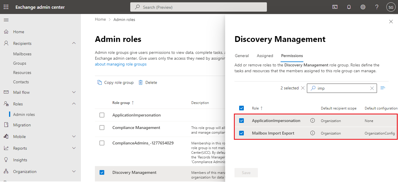 Admin Impersonation for importing pst to shared mailbox