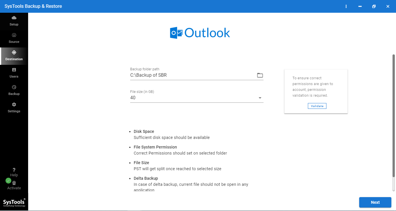 provide outlook details