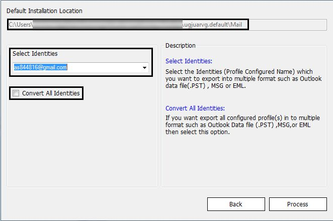 Select the identities to convert Netscape Mac OS X 