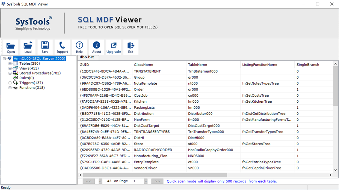 Preview SQL database