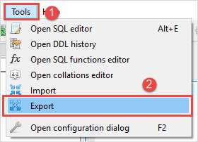 click on export