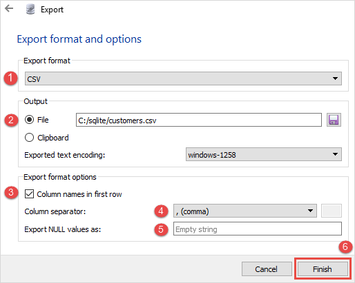 convert sqlite to csv