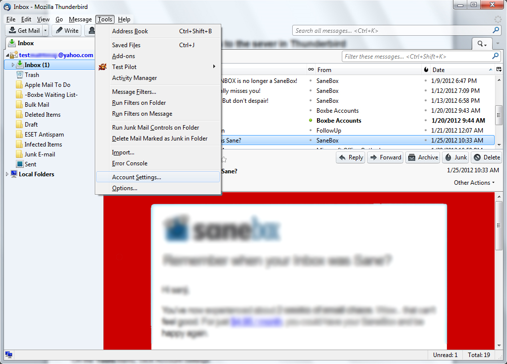 Account Settings to Add Gmail to Thunderbird