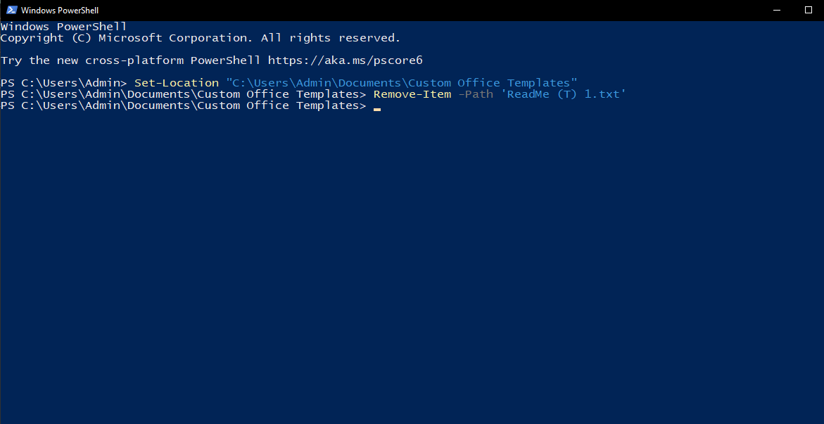 type remove-item to remove file