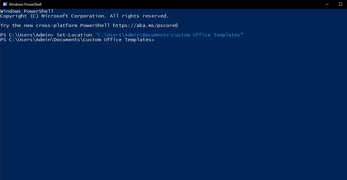 using set-location code in powershell