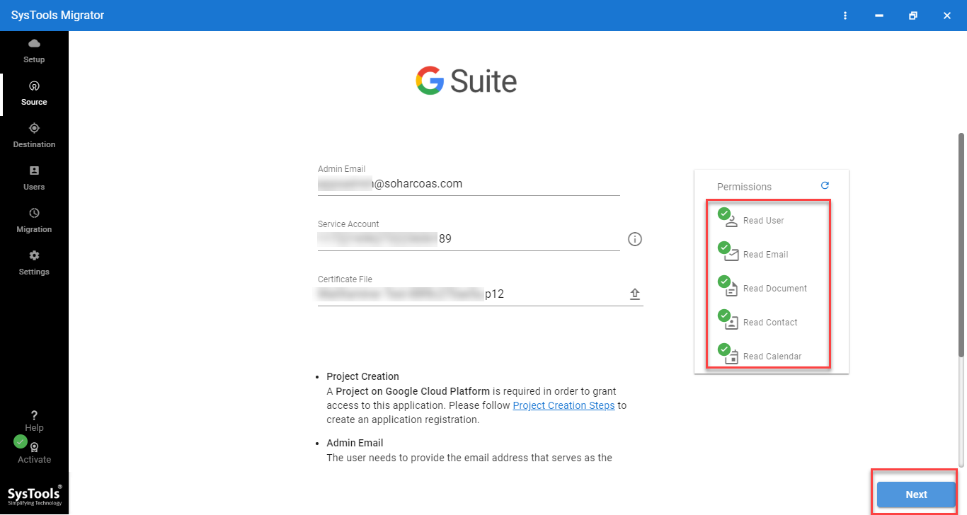 add destination account details