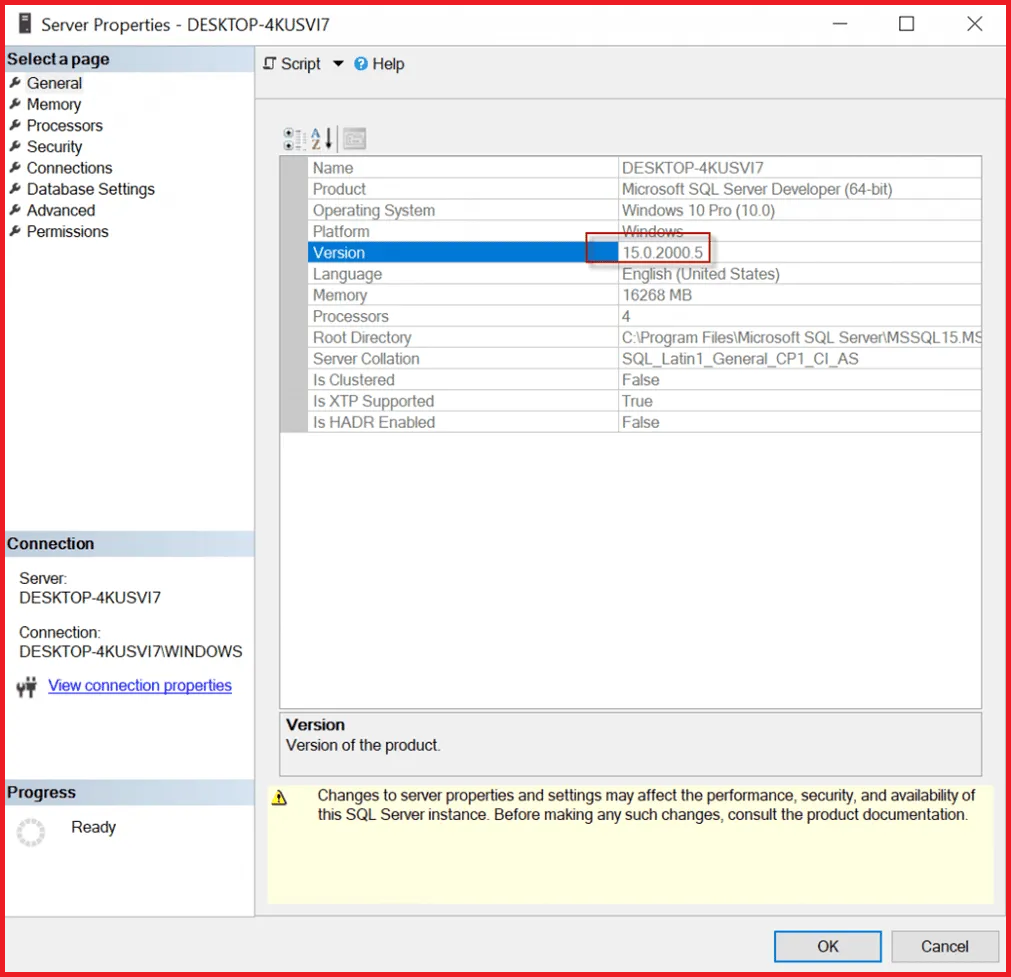 check SQL version
