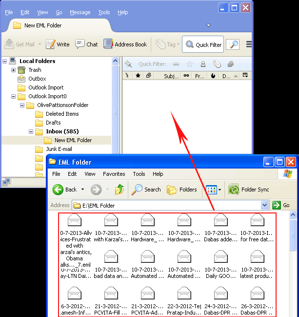 drag and drop eml files