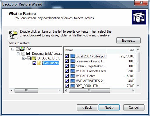Restore NTBackup BKF File