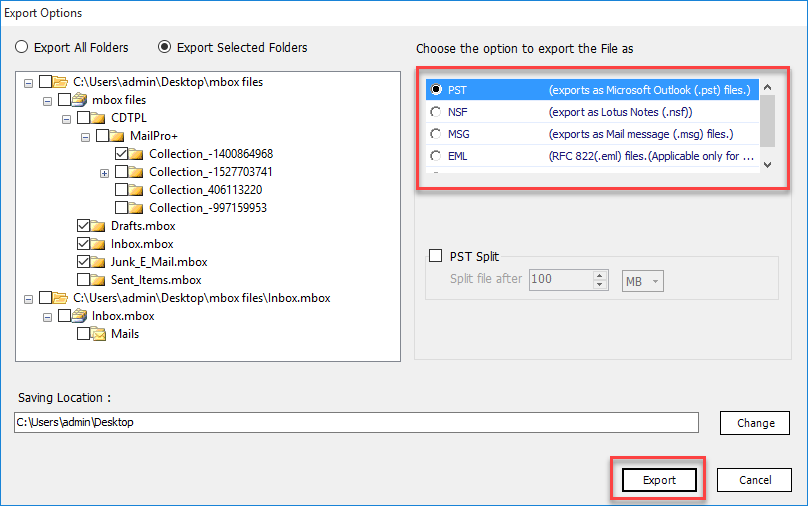 Export to Outlook