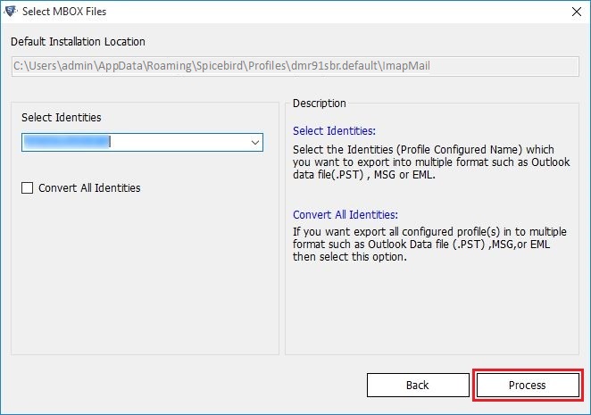 Select Configured Spicebird Mail