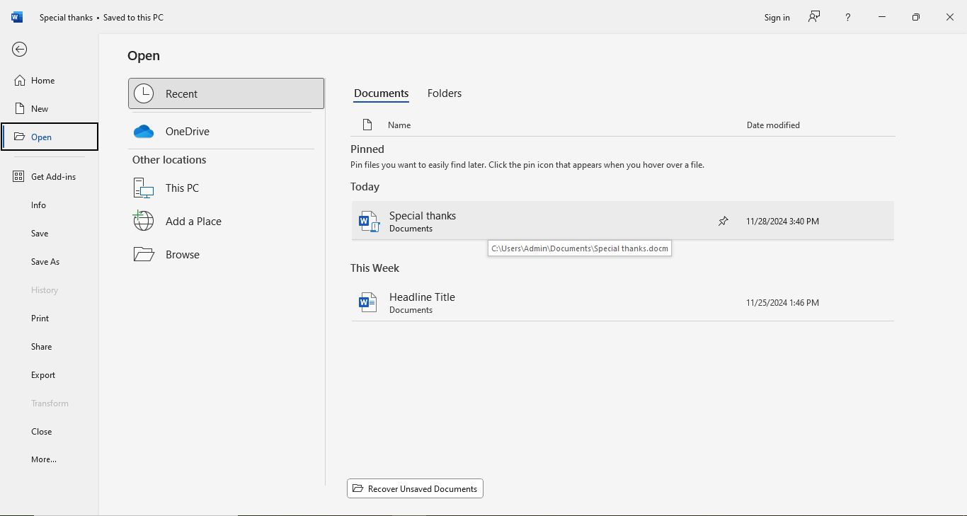 open docm file