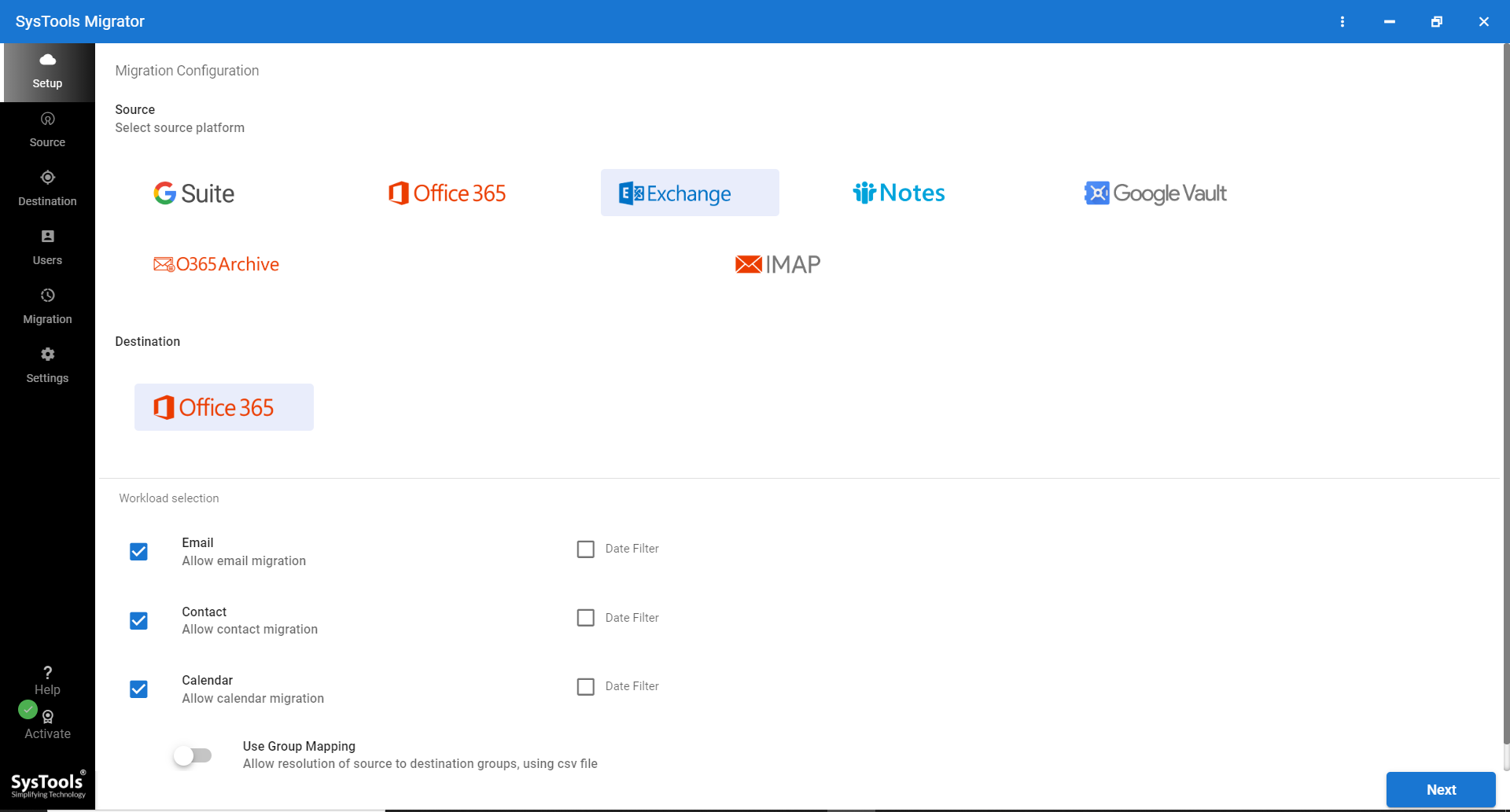 Exchange to Microsoft Office 365 migration software