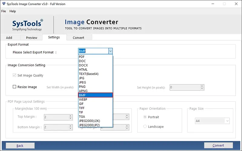 set export format