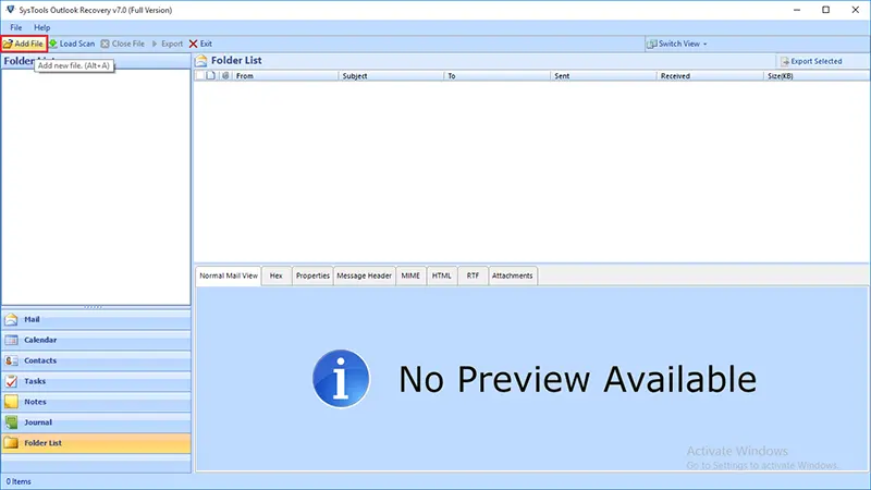 add corrupt pst file
