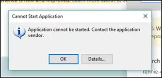 application cannot be started