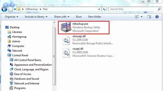 ntbackup file