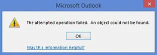 The operation failed. An object could not be found