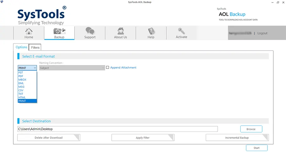 select the print option