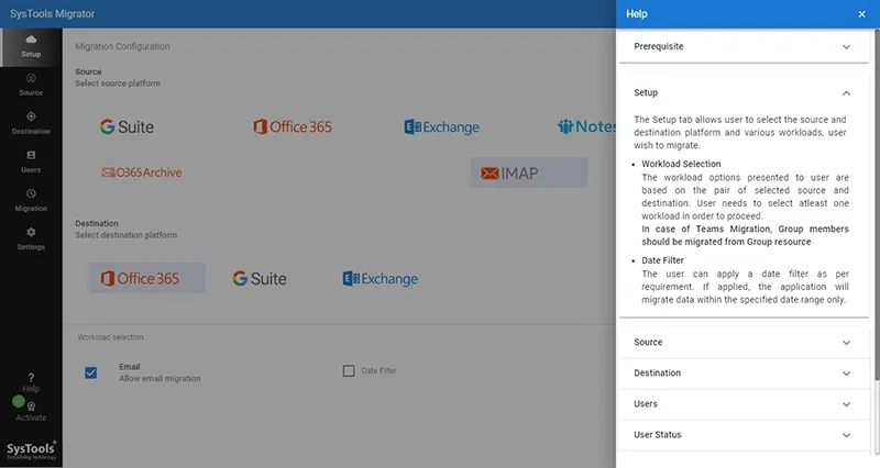 launch the tool to migrate cox to office 365