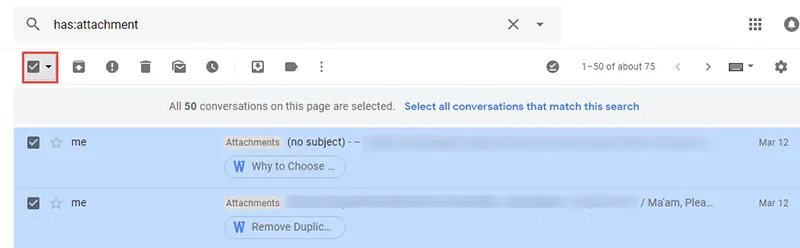 select all