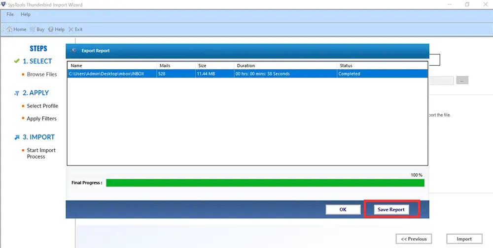 click on Save report