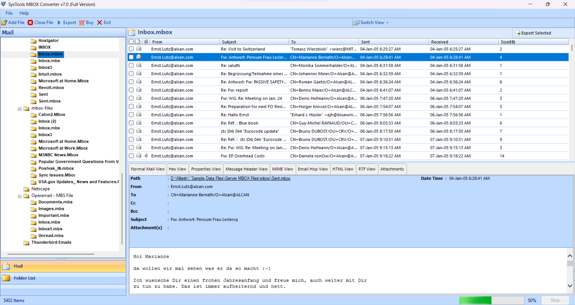 preview the apple mail data 