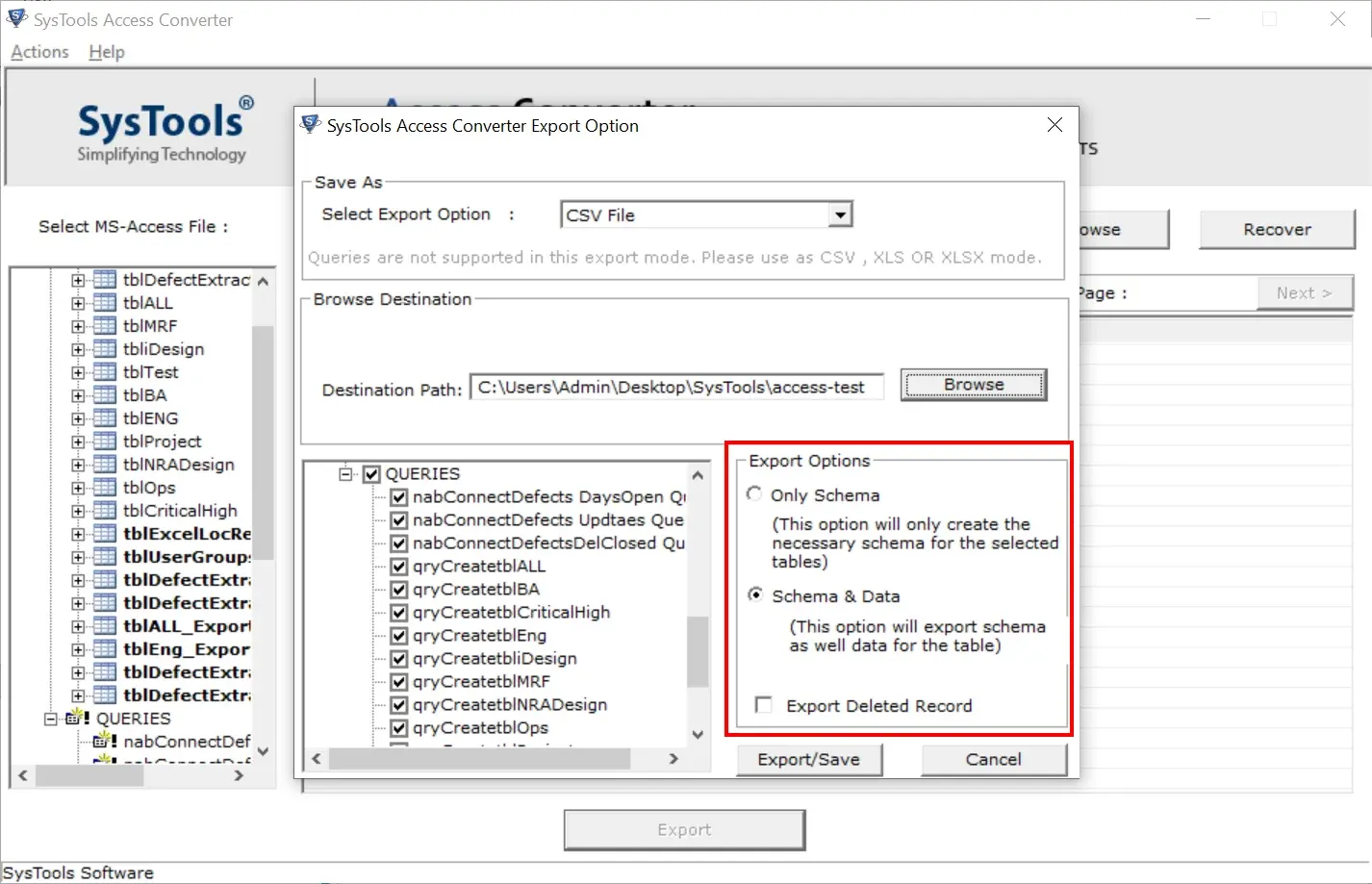 mdb to csv