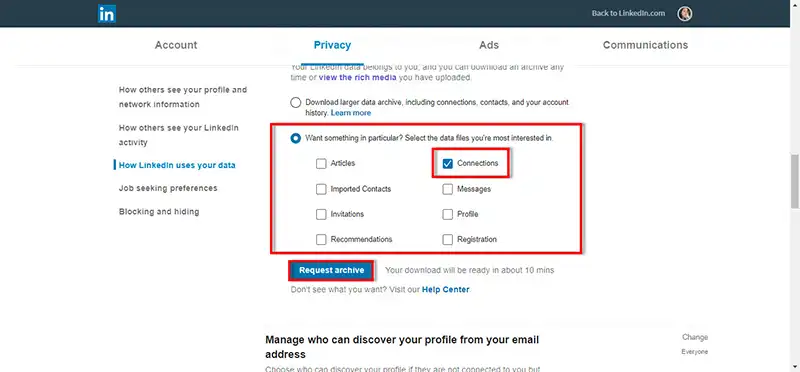 how can I import LinkedIn Connections to MailChimp