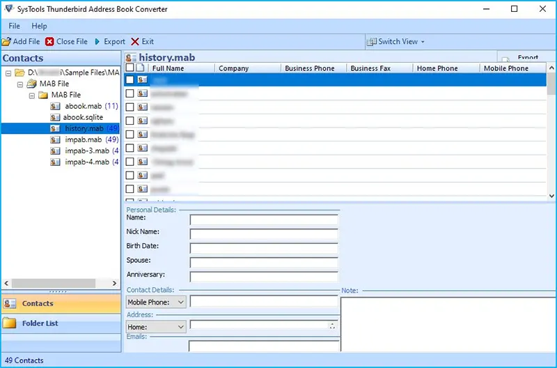 contact list