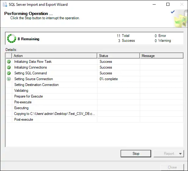 View SQL MDF to CSV Process 