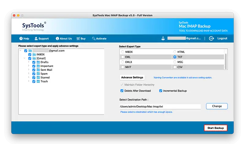 Export IMAP Emails to Text Files
