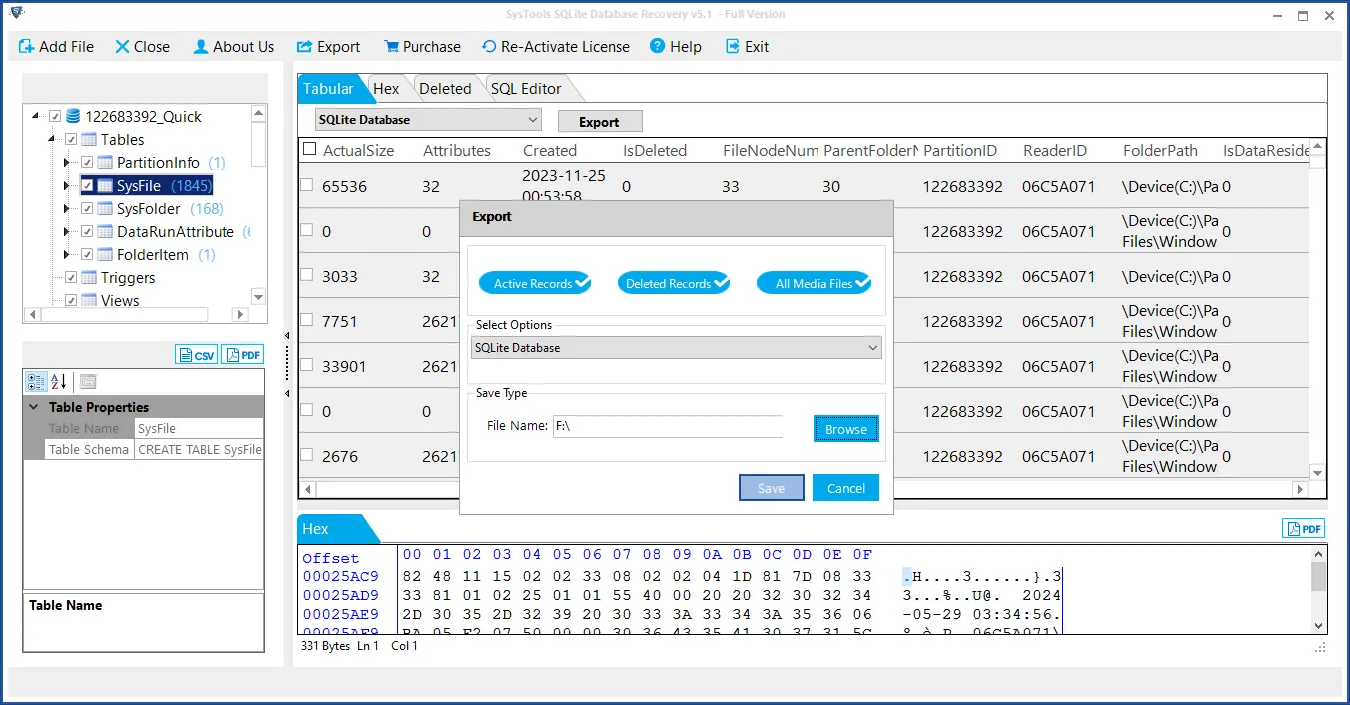 Export SQLite Database
