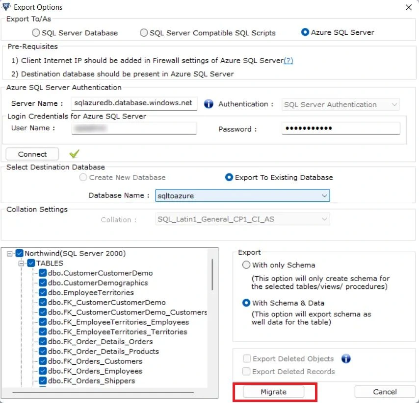 migrate sql database to azure sql