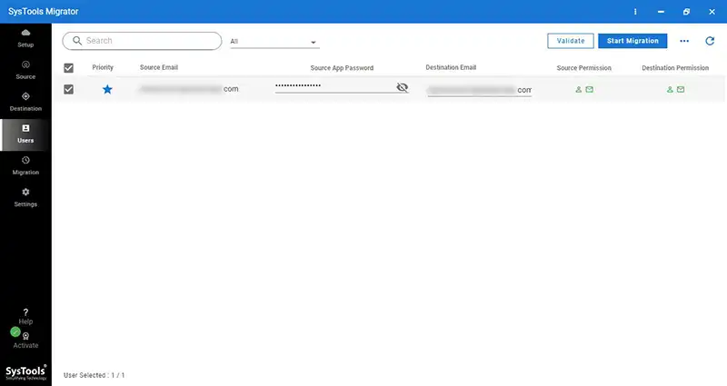 click start migration